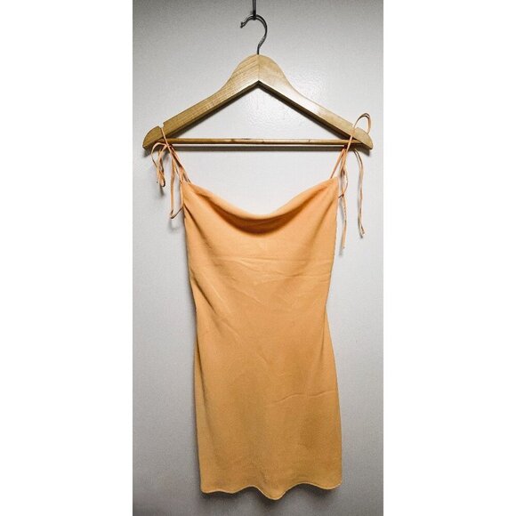 Abercrombie & Fitch Orange Cowl Neck Mini Slip Dress Size XXS Petite - Picture 2 of 9